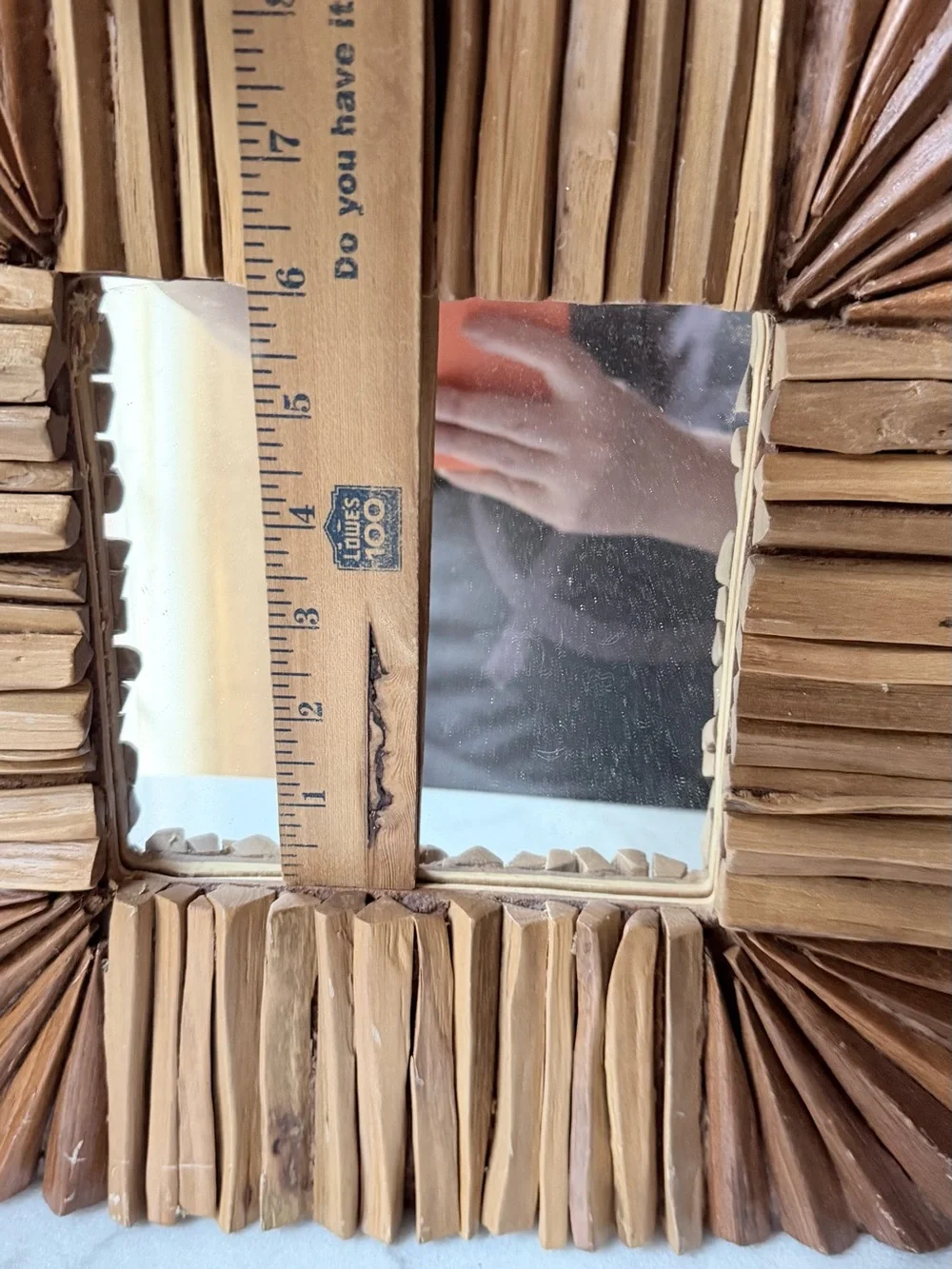 Handcrafted Brown Wooden Square Wall Mirror